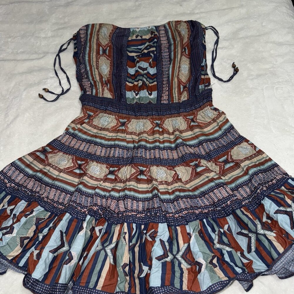 Veronica Beard Navy, Rust & Light Blue Patterned Midi Dress - Picture 7 of 7